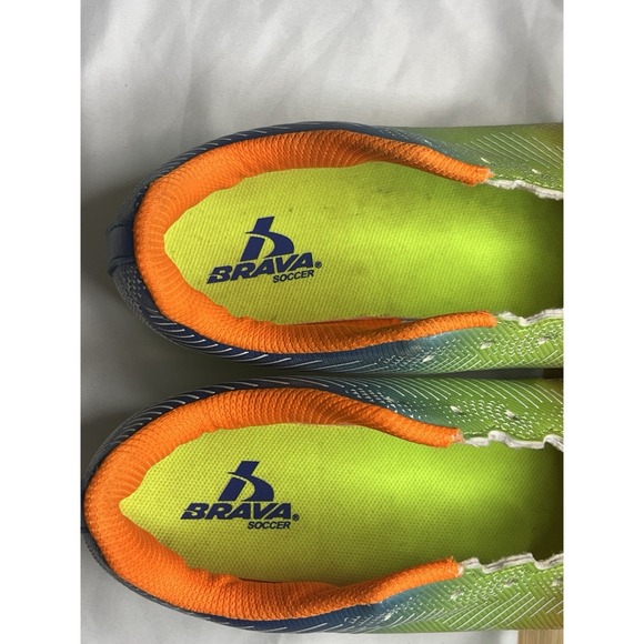 Brava Soccer Cleats Size Youth 6D Boys or Girls Orange/Green/Blue No Laces - Picture 4 of 11